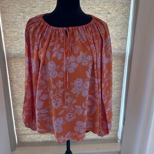 Emily Wonder Vibrant Orange Floral Blouse